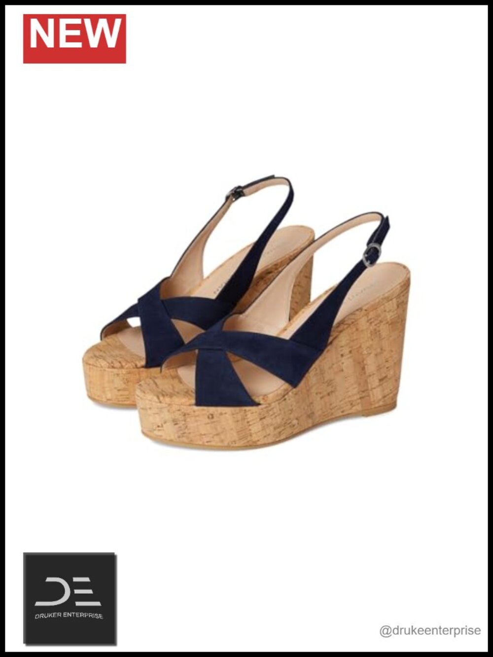 Stuart Weitzman Dayna Slingback Wedge Leather Platform Sandals
